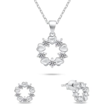 Brilio, Schmuck Set, Silver - Delicate silver jewelry set with zircons SET239W (earrings. necklace), Silber Brilio, Schmuck Set, Silver - Delicate silver jewelry set with zircons SET239W (earrings. necklace), Silber