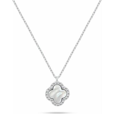 Brilio, Halsschmuck, Silver - Silver women's necklace Four-leaf clover with mother-of-pearl NCL192W, (Silber) Brilio, Halsschmuck, Silver - Silver women's necklace Four-leaf clover with mother-of-pearl NCL192W, (Silber)