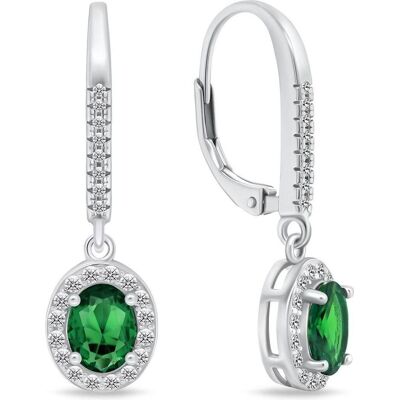 Brilio, Ohrringe, Silver - Silver dangle earrings with green zircons EA752WG, (Silber) Brilio, Ohrringe, Silver - Silver dangle earrings with green zircons EA752WG, (Silber)