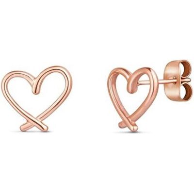 Vuch, Ohrringe, Emery Rose Gold Heart Minimalist Bronze Earrings, (Bronze) Vuch, Ohrringe, Emery Rose Gold Heart Minimalist Bronze Earrings, (Bronze)