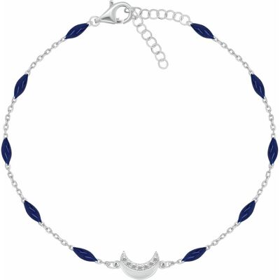 Brilio, Armschmuck, Silver - Silver Bracelet with Dark Blue Moon Beads BRC183WB, (Silber) Brilio, Armschmuck, Silver - Silver Bracelet with Dark Blue Moon Beads BRC183WB, (Silber)
