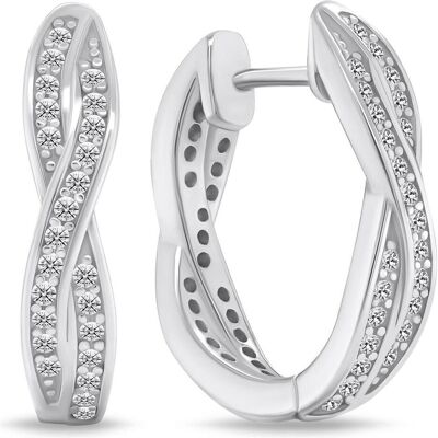 Brilio, Ohrringe, Silver - Sparkling silver hoop earrings with zircons EA742W, (Silber) Brilio, Ohrringe, Silver - Sparkling silver hoop earrings with zircons EA742W, (Silber)