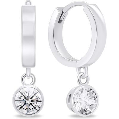 Brilio, Ohrringe, Silver - Silver hoop earrings with zircons EA640W Brilio, Ohrringe, Silver - Silver hoop earrings with zircons EA640W