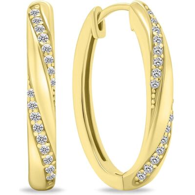 Brilio, Ohrringe, Silver - Decent gold plated oval earrings with clear zircons EA661Y Brilio, Ohrringe, Silver - Decent gold plated oval earrings with clear zircons EA661Y