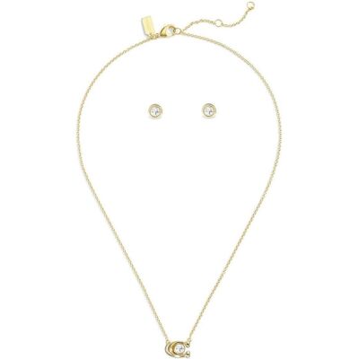 Coach, Schmuck Set, - Set of gold plated jewellery with crystals (necklace. earrings) 37412845GLD110, Gold Coach, Schmuck Set, - Set of gold plated jewellery with crystals (necklace. earrings) 37412845GLD110, Gold