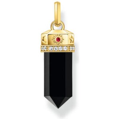 Thomas Sabo, Kettenanhänger, Kettenanhänger mit facettiertem Onyx vergoldet, (925 Sterlingsilber, 925er Silber, Silber 925) Thomas Sabo, Kettenanhänger, Kettenanhänger mit facettiertem Onyx vergoldet, (925 Sterlingsilber, 925er Silber, Silber 925)