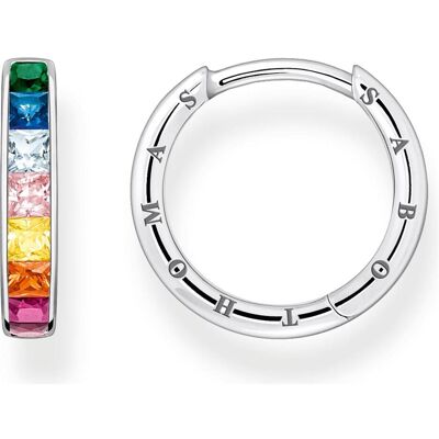 Thomas Sabo, Ohrringe, Creolen bunte Steine Pavé silber, (925er Silber) Thomas Sabo, Ohrringe, Creolen bunte Steine Pavé silber, (925er Silber)