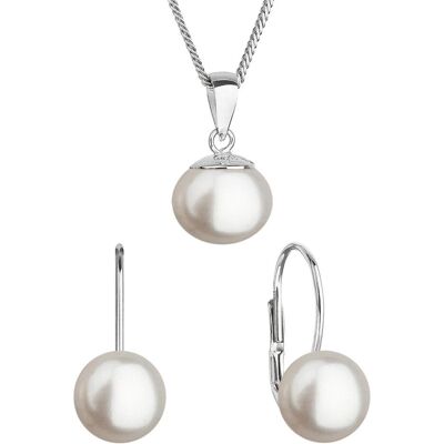 Evolution Group, Schmuck Set, - Silver jewelry set with real pearls 29081.1 (earrings. chain. pendant), Silber, (Silber) Evolution Group, Schmuck Set, - Silver jewelry set with real pearls 29081.1 (earrings. chain. pendant), Silber, (Silber)