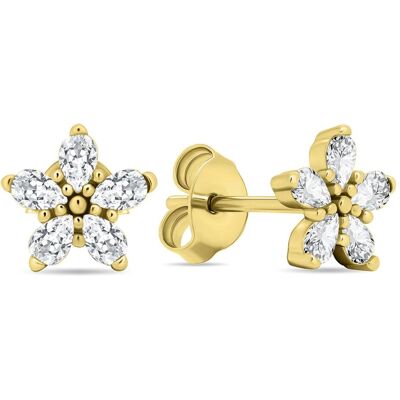 Brilio, Ohrringe, Silver - Sparkling gold-plated earrings with clear zircons Flowers EA591Y Brilio, Ohrringe, Silver - Sparkling gold-plated earrings with clear zircons Flowers EA591Y