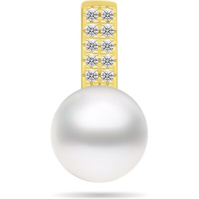 Brilio, Kettenanhänger, Silver - Sparkling gold plated pendant with genuine pearl and zircons PT90Y, (Silber) Brilio, Kettenanhänger, Silver - Sparkling gold plated pendant with genuine pearl and zircons PT90Y, (Silber)