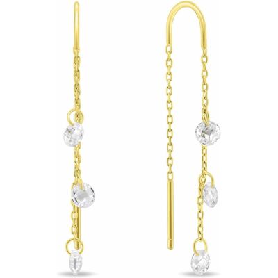 Brilio, Ohrringe, Silver - Gold-plated chain earrings with zircons EA895Y, (Silber) Brilio, Ohrringe, Silver - Gold-plated chain earrings with zircons EA895Y, (Silber)