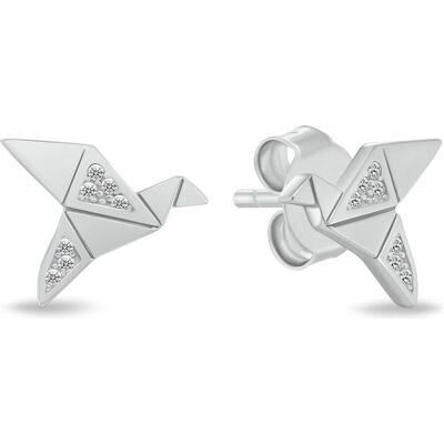 Brilio, Ohrringe, Silver - Silver earrings Origami bird with zircons EA1183W, (Silber) Brilio, Ohrringe, Silver - Silver earrings Origami bird with zircons EA1183W, (Silber)