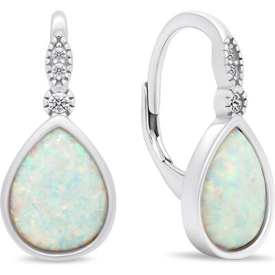 Brilio, Ohrringe, Silver - Luxury silver earrings with zircons and opals EA381W, (Silber) Brilio, Ohrringe, Silver - Luxury silver earrings with zircons and opals EA381W, (Silber)