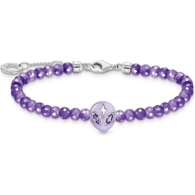 Thomas Sabo, Armschmuck, Armband Beads mit Alienkopf und violetter Kaltemaille Silber, (19 cm, Emaille, Silber) Thomas Sabo, Armschmuck, Armband Beads mit Alienkopf und violetter Kaltemaille Silber, (19 cm, Emaille, Silber)