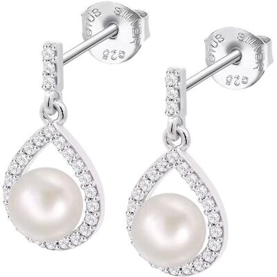 Lotus Ohrringe, Silver - Elegant silver earrings with zircons and pearls LP3198-4 / 1 (L), (Silber) Lotus Ohrringe, Silver - Elegant silver earrings with zircons and pearls LP3198-4 / 1 (L), (Silber)