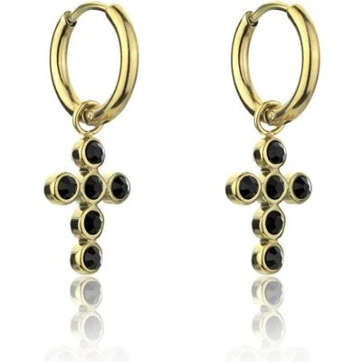 Marc Ohrringe, Malone - Gold-plated cross earrings Avianna Black Earrings MCE23120G Marc Ohrringe, Malone - Gold-plated cross earrings Avianna Black Earrings MCE23120G