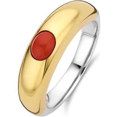 Ti Sento Milano, Ring, Ring mit korallenrotem Stein bicolor 12185CR, (56) Ti Sento Milano, Ring, Ring mit korallenrotem Stein bicolor 12185CR, (56)