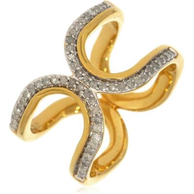 Xen, Ring, Ring mit 54 weissen Diamanten ca. 0,26 ct. gelbvergoldet, (58, 925 Silber) Xen, Ring, Ring mit 54 weissen Diamanten ca. 0,26 ct. gelbvergoldet, (58, 925 Silber)
