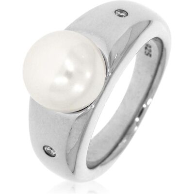 Xen, Ring, Ring mit 2 Diamanten und Süsswasserzuchtperle, (52) Xen, Ring, Ring mit 2 Diamanten und Süsswasserzuchtperle, (52)