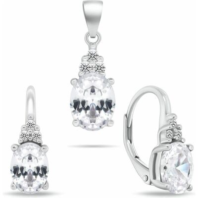 Brilio, Schmuck Set, Silver - Silver jewelry set with cubic zirconia SET293W (earrings. pendant), Silber, (Silber) Brilio, Schmuck Set, Silver - Silver jewelry set with cubic zirconia SET293W (earrings. pendant), Silber, (Silber)