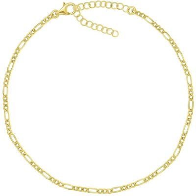 Brilio, Fussschmuck, Silver - Gold Plated Figaro Leg Chain ANK104Y, (Silber) Brilio, Fussschmuck, Silver - Gold Plated Figaro Leg Chain ANK104Y, (Silber)