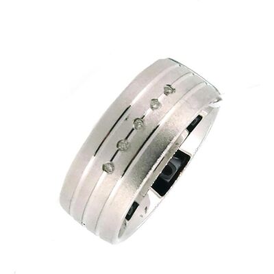Gooix, Ring, Bandring mit 5 Brillanten mattiert/poliert, (48, 925 Silber) Gooix, Ring, Bandring mit 5 Brillanten mattiert/poliert, (48, 925 Silber)