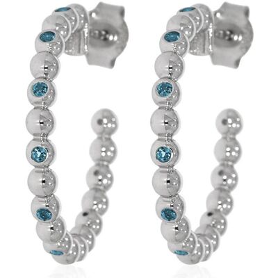 Xen, Ohrringe, Steckcreolen mit London Blue Topas ca. 0,40 ct. rhodiniert, (925 Sterling Silber) Xen, Ohrringe, Steckcreolen mit London Blue Topas ca. 0,40 ct. rhodiniert, (925 Sterling Silber)