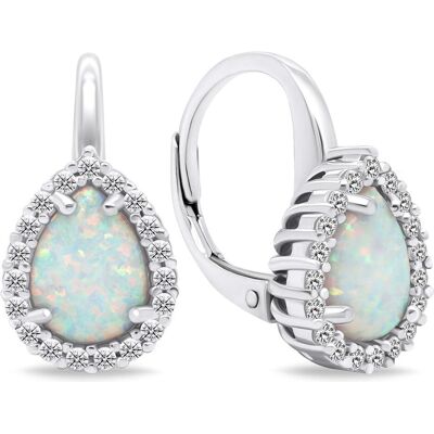 Brilio, Ohrringe, Silver - Charming silver earrings with synthetic opals EA636W, (Silber) Brilio, Ohrringe, Silver - Charming silver earrings with synthetic opals EA636W, (Silber)