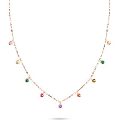 Brilio, Halsschmuck, Silver - Bronze necklace with colored zircons NCL60R, (Bronze, Silber) Brilio, Halsschmuck, Silver - Bronze necklace with colored zircons NCL60R, (Bronze, Silber)