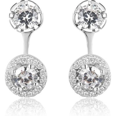 Beneto, Ohrringe, Silver double earrings with crystals AGUP1172 (L), (Silber) Beneto, Ohrringe, Silver double earrings with crystals AGUP1172 (L), (Silber)