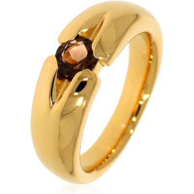 Xen, Ring, Ring mit 5 mm Rauchquarz ca. 0,50 ct. gelbvergoldet, (58) Xen, Ring, Ring mit 5 mm Rauchquarz ca. 0,50 ct. gelbvergoldet, (58)