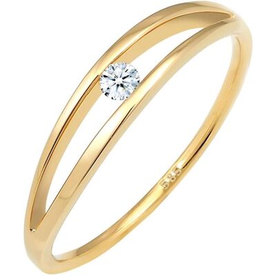 Diamore, Ring, Womens Waves Diamond Engagement Ring 585 Yellow Gold, (58) Diamore, Ring, Womens Waves Diamond Engagement Ring 585 Yellow Gold, (58)