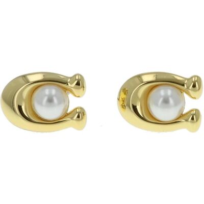 Coach, Ohrringe, - Elegant gold plated earrings with pearl 37341922GLD100, (Gold) Coach, Ohrringe, - Elegant gold plated earrings with pearl 37341922GLD100, (Gold)