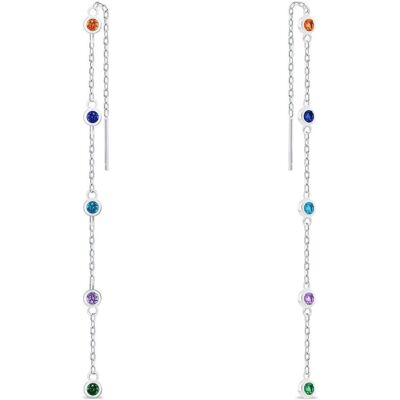 Brilio, Ohrringe, Silver - Silver chain earrings with colored zircons EA1006WRBW Brilio, Ohrringe, Silver - Silver chain earrings with colored zircons EA1006WRBW