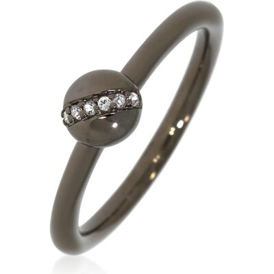 Xen, Ring, Ring mit 6 Weisstopase ca. 0,04 ct. Black Rhodium, (52) Xen, Ring, Ring mit 6 Weisstopase ca. 0,04 ct. Black Rhodium, (52)
