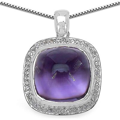 Xen, Halsschmuck, Anhänger mit Kette Amethyst Cushion-Cabochon 45 cm 925 Silber, (925 Sterling Silber, 45 cm) Xen, Halsschmuck, Anhänger mit Kette Amethyst Cushion-Cabochon 45 cm 925 Silber, (925 Sterling Silber, 45 cm)