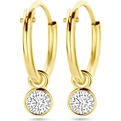 Marie, Ohrringe, Celeste oorringen met hangers zirkonia - 11 mm - Goud Marie, Ohrringe, Celeste oorringen met hangers zirkonia - 11 mm - Goud