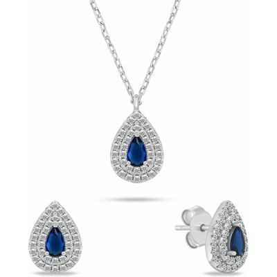Brilio, Schmuck Set, Silver - Silver jewelry set with zircons Tear Drop SET284WB (necklace. earrings), Silber, (Silber) Brilio, Schmuck Set, Silver - Silver jewelry set with zircons Tear Drop SET284WB (necklace. earrings), Silber, (Silber)