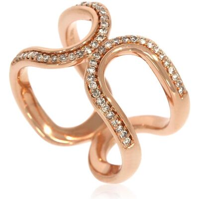 Xen, Ring, Ring mit 54 braunen Diamanten ca. 0,26 ct. rosèvergoldet, (60) Xen, Ring, Ring mit 54 braunen Diamanten ca. 0,26 ct. rosèvergoldet, (60)