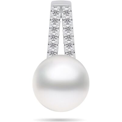Brilio, Kettenanhänger, Silver - Modern silver pendant with real pearl and zircons PT102W, (Silber) Brilio, Kettenanhänger, Silver - Modern silver pendant with real pearl and zircons PT102W, (Silber)