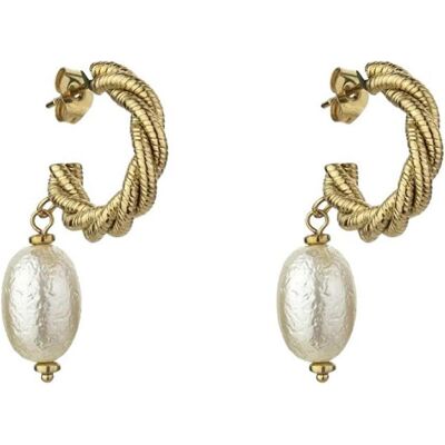 Marc Ohrringe, Malone Grace White Earrings Mce23005g - Gold-Plated Earrings With Artificial Pearl, (Gold) Marc Ohrringe, Malone Grace White Earrings Mce23005g - Gold-Plated Earrings With Artificial Pearl, (Gold)