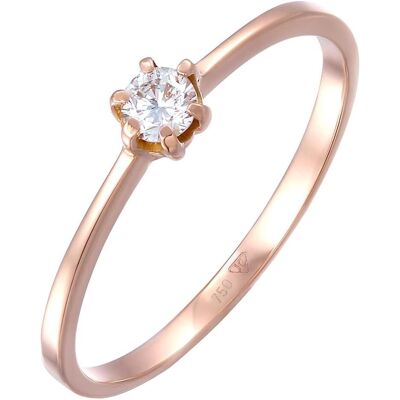 Diamore, Ring, Womens Real Jewellery Ring Solitaire Engagement Ring with Diamond 010 ct in 750 Rose Gold, (52, 750/18 K Gold) Diamore, Ring, Womens Real Jewellery Ring Solitaire Engagement Ring with Diamond 010 ct in 750 Rose Gold, (52, 750/18 K Gold)