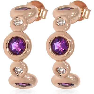 Xen, Ohrringe, Steckcreolen mit Amethyst und Weisstopas ca. 2,87 ct. rosèvergoldet, (925 Sterling Silber) Xen, Ohrringe, Steckcreolen mit Amethyst und Weisstopas ca. 2,87 ct. rosèvergoldet, (925 Sterling Silber)