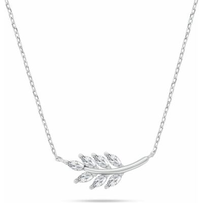 Brilio, Halsschmuck, Silver - Delicate silver necklace with zircons Leaves NCL205W, (Silber) Brilio, Halsschmuck, Silver - Delicate silver necklace with zircons Leaves NCL205W, (Silber)