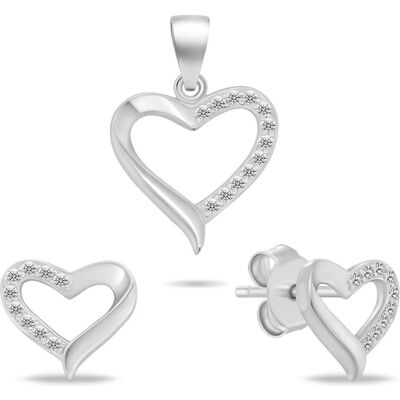 Brilio, Ohrringe, Silver - Silver jewelry set Heart SET270W (pendant. earrings), (Silber) Brilio, Ohrringe, Silver - Silver jewelry set Heart SET270W (pendant. earrings), (Silber)