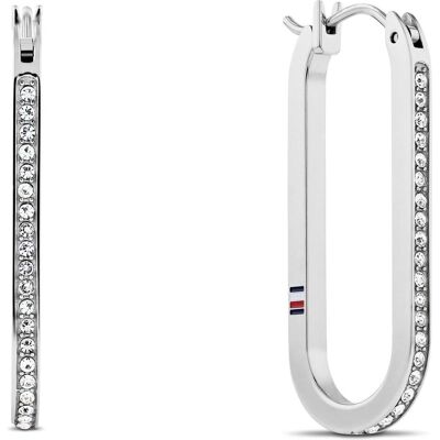 Tommy Hilfiger Ohrringe, Oval steel earrings with crystals Dog Tag 2780865, (Edelstahl) Tommy Hilfiger Ohrringe, Oval steel earrings with crystals Dog Tag 2780865, (Edelstahl)