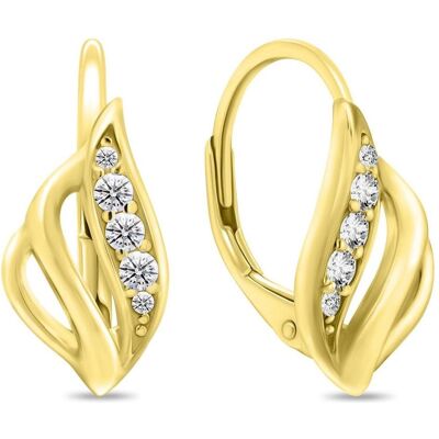 Brilio, Ohrringe, Silver - Decent Gold Plated Cubic Zirconia Earrings EA936Y Brilio, Ohrringe, Silver - Decent Gold Plated Cubic Zirconia Earrings EA936Y