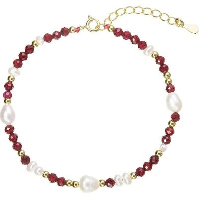 Evolution Group, Armschmuck, Vergoldetes Armband mit Perlen und Granaten 13113.3, (Granat, Perle) Evolution Group, Armschmuck, Vergoldetes Armband mit Perlen und Granaten 13113.3, (Granat, Perle)