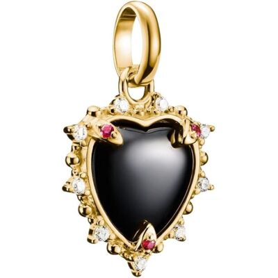 Thomas Sabo, Kettenanhänger, Charm-Anhänger Vintage Herz schwarz Connect vergoldet, (Silber 925, Sterling Silver) Thomas Sabo, Kettenanhänger, Charm-Anhänger Vintage Herz schwarz Connect vergoldet, (Silber 925, Sterling Silver)
