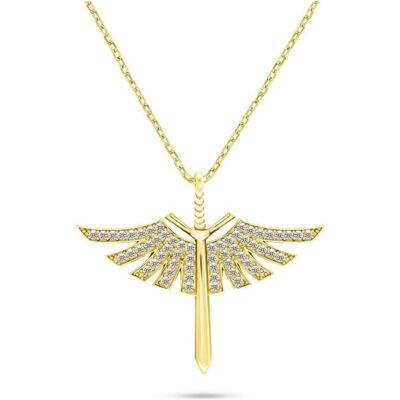 Brilio, Halsschmuck, Silver - Stylish gold-plated necklace Angel sword with zircons NCL144Y, (Silber) Brilio, Halsschmuck, Silver - Stylish gold-plated necklace Angel sword with zircons NCL144Y, (Silber)